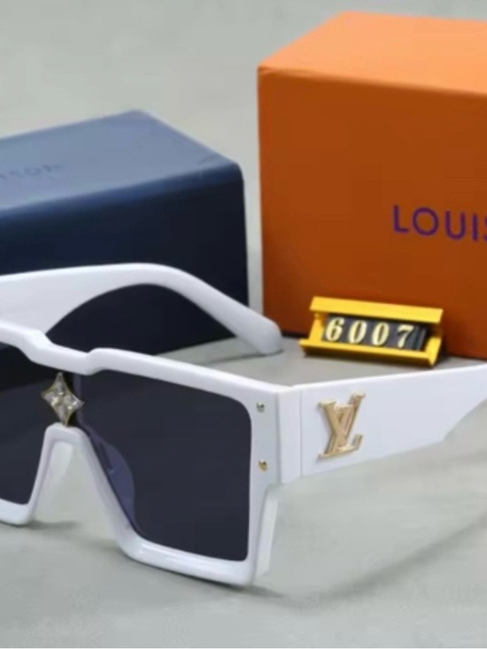 None Accessories - Louis Vuitton White Shield Sunglasses with Gold LV Emblem
